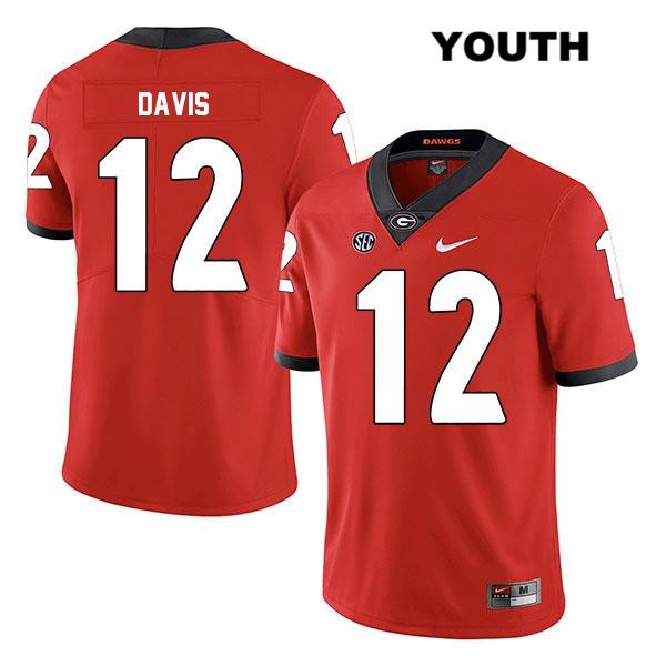 Georgia Bulldogs Youth Rian Davis #12 NCAA Legend Authentic Red Nike Stitched College Football Jersey GQG6256BB